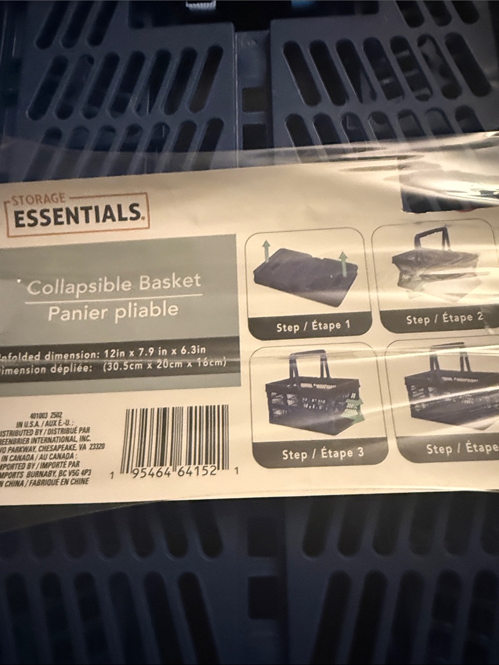 Essentials Collapsible Basket - Dark Blue 2 set